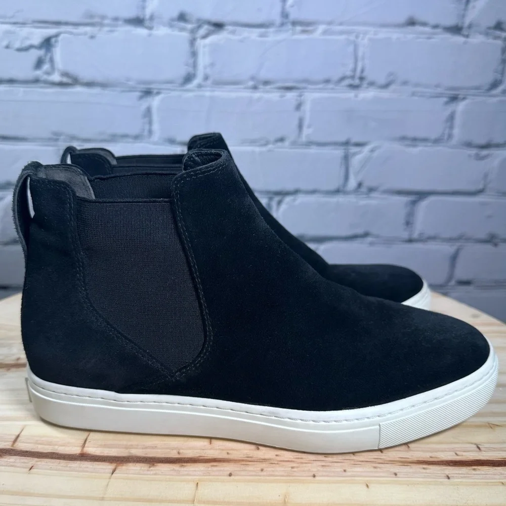 Vince Newlyn Suede High-Top Slip On Sneakers Black Size 7M $295 Old Money Luxury